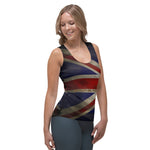 Elegant Body Hugging Tank Top, Custom Fabric Design/Cut & Sew (Grunge UK Flag)